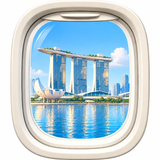 Stylised view of Singapore through an aircraft window